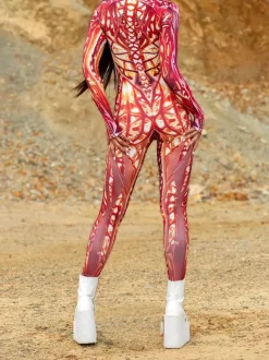 Patterned Zentai Suits Line Art Texture Women's Bodysuit 3D Printed Abstract Pattern Sexy Tight Jumpsuit