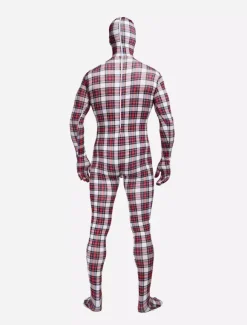 Patterned Zentai Suits Morph Suit Red Plaid Zentai Suit Full Body Lycra Spandex Bodysuit