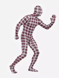 Patterned Zentai Suits Morph Suit Red Plaid Zentai Suit Full Body Lycra Spandex Bodysuit