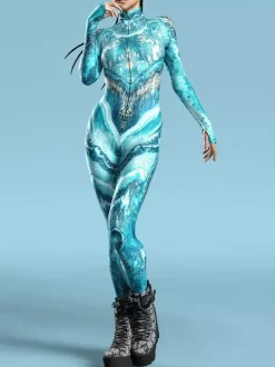 Patterned Zentai Suits Ocean Tie Dyeing Cosplay Costumes Jumpsuit Party Jumpsuits Carnival Woman Zentai Body Clothes Tights Body One-piece