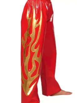 Patterned Zentai Suits Red And Golden Patterned PVC Shiny Metallic Pants