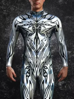 Patterned Zentai Suits Steampunk Mech Bodysuit 3D Printed Tight Jumpsuit
