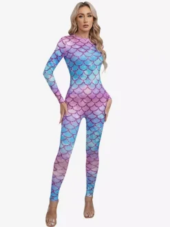 Patterned Zentai Suits Women's Sexy Catsuit Fish Scale Print Lycra Spandex Costumes