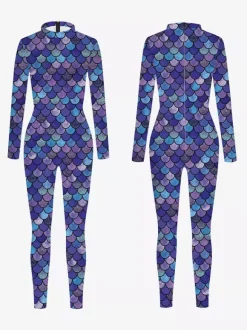 Patterned Zentai Suits Women's Sexy Catsuit Fish Scale Print Lycra Spandex Costumes