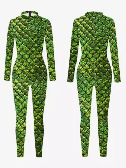 Patterned Zentai Suits Women's Sexy Catsuit Fish Scale Print Lycra Spandex Costumes