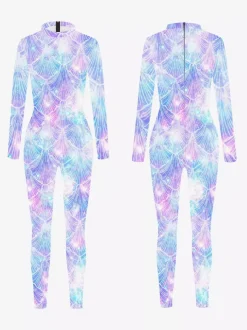 Patterned Zentai Suits Women's Sexy Catsuit Fish Scale Print Lycra Spandex Costumes