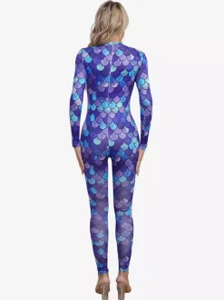 Patterned Zentai Suits Women's Sexy Catsuit Fish Scale Print Lycra Spandex Costumes