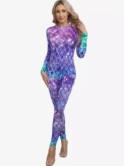 Patterned Zentai Suits Women's Sexy Catsuit Fish Scale Print Lycra Spandex Costumes