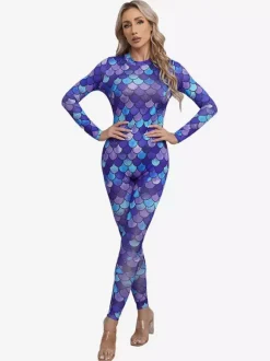 Patterned Zentai Suits Women's Sexy Catsuit Fish Scale Print Lycra Spandex Costumes