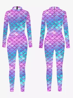 Patterned Zentai Suits Women's Sexy Catsuit Fish Scale Print Lycra Spandex Costumes