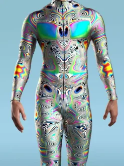 Patterned Zentai Suits Zebra Camouflage Print Bodysuit 3D Optical Illusion Tight Jumpsuit