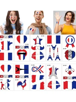 10 pcs France Flag Tattoo Waterproof Face Sticker