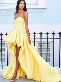 Peach Prom Dress 2026 A-Line Strapless Sleeveless Party Dresses Free Customization