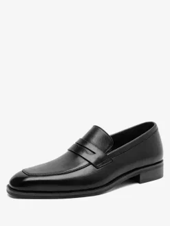 Penny Loafer Men's Round Toe Cowhide Loafer Shoes