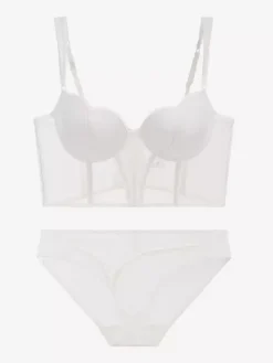 2-Piece Lingerie Cut Out White Bra Panty Sets