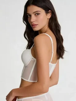 2-Piece Lingerie Cut Out White Bra Panty Sets
