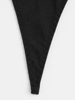 3-Piece Lingerie Black Cupless Bra Panty Garter Belt Sets