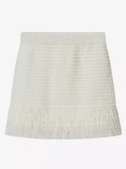 2-Piece Sets Women's Clothing Skirt Set White Elegant Fringe Turndown Long Sleeves Sets