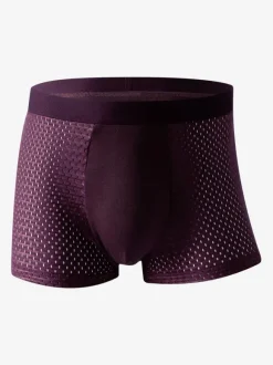4 Pieces Men's Underwear Mesh Solid Color Sports Boxer Briefs