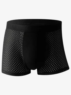 4 Pieces Men's Underwear Mesh Solid Color Sports Boxer Briefs