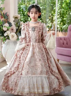 Pink VictorianDress Rococo Costumes Girl's Ruffles Dress