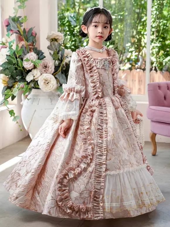 Pink VictorianDress Rococo Costumes Girl's Ruffles Dress