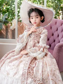 Pink VictorianDress Rococo Costumes Girl's Ruffles Dress