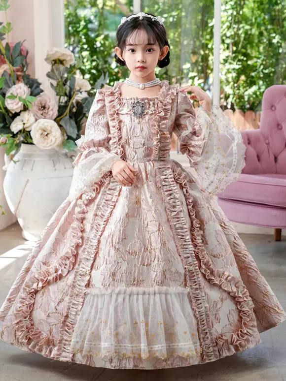 Pink VictorianDress Rococo Costumes Girl's Ruffles Dress