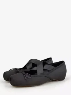 Pink Ballet Flats Women's Square Toe Criss Cross Bow Slip On Flat Shoes