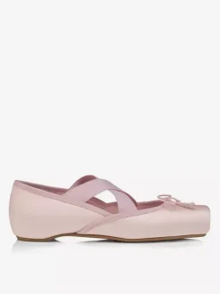 Pink Ballet Flats Women's Square Toe Criss Cross Bow Slip On Flat Shoes