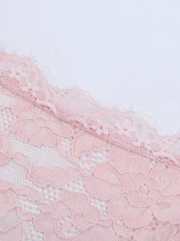 Pink Corset Style Lace Top For Women - Elegant Long Sleeve Sweetheart Bustier Blouse - Spring Night Out Clubwear 2026