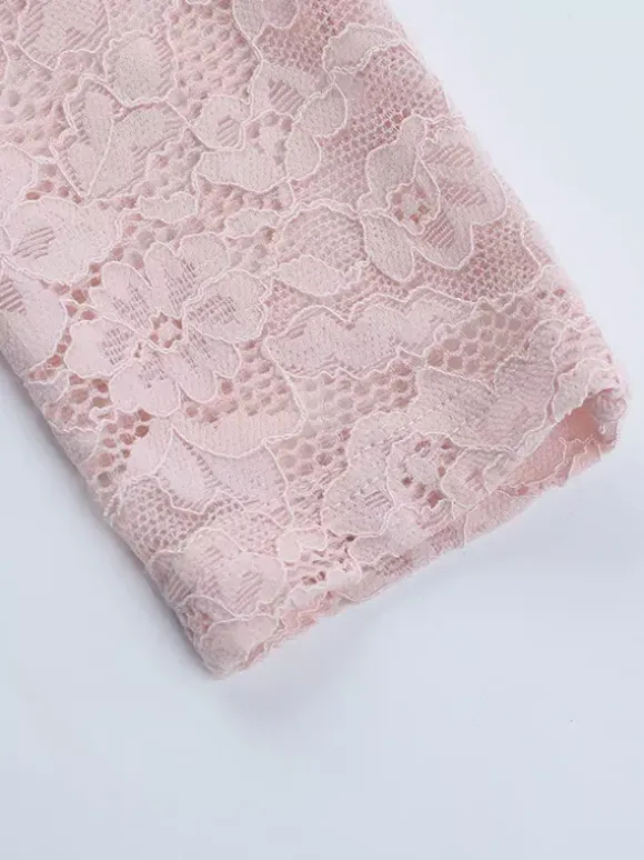 Pink Corset Style Lace Top For Women - Elegant Long Sleeve Sweetheart Bustier Blouse - Spring Night Out Clubwear 2026