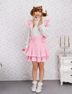 Pink Cotton Multi Layer Lolita Skirt