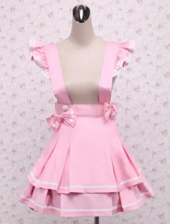Pink Cotton Multi Layer Lolita Skirt