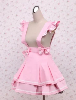 Pink Cotton Multi Layer Lolita Skirt