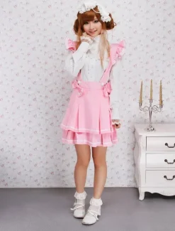 Pink Cotton Multi Layer Lolita Skirt