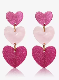 Pink Heart Shape Acrylic Earrings For Women 2026