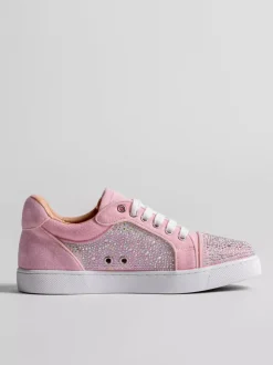 Pink Men's Casual Shoes Rhinestones Lace Up Skate Sneakers