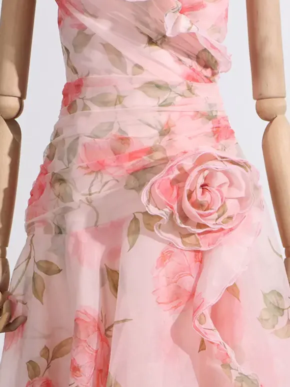 Pink Floral Off Shoulder Maxi Gown For Women Elegant Evening Style