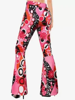 Pink Retro Tudor Dress Costumes Women's Floral Print Polyester Pants Accessory Retro Marie Antoinette Costume Vintage Clothing
