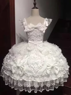 Pink Sweet Lolita Dress Sleeveless Ruffles Bows JSK Hime Lolita Dress