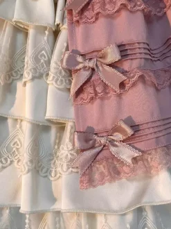 Pink Sweet Lolita Dress Sweetheart Bows Ruffles Skirt Lolita Dress