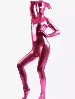 Pink Zentai Suit Adults Unisex Full Body Shiny Metallic Bodysuit