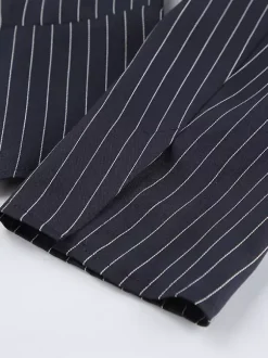 Pinstripe Blazer Dress Set Women's Skirt Suit - Navy Blue Chic Scarf Neck Slim Fit - 2026 Spring Business Party