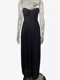 Pleated Corset Bustier Bodice Sleeveless Maxi Party Dress For Women 2026