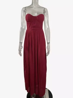 Pleated Corset Bustier Bodice Sleeveless Maxi Party Dress For Women 2026