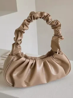 Pleated Cloud Bag Faux Leather Handbag For Women 2026
