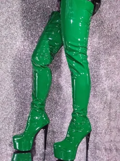 Plus Size Platform Patent PU Sexy Over The Knee Boots