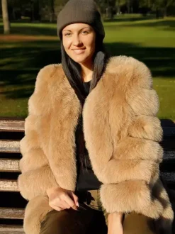 Plush Faux Fur Coat Crew Neck Winter Eco-friendly Fur Jacket For Women 2026
