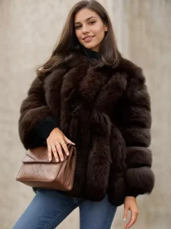 Plush Faux Fur Coat Crew Neck Winter Eco-friendly Fur Jacket For Women 2026